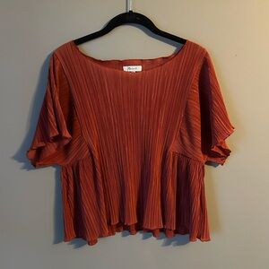 Madewell Crinkle Relaxed Fit Burnt Orange Blouse